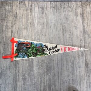 VINTAGE BUTCHART GARDENS PENNANT BANNER 23" VICTORIA B.C. CANADA